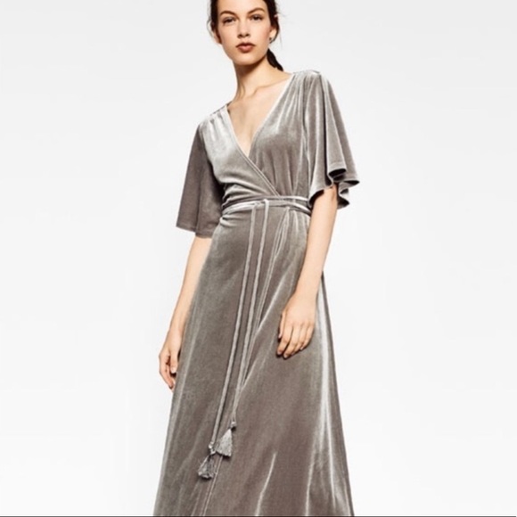 Zara Velvet Wrap Dress - S - Picture 2 of 4